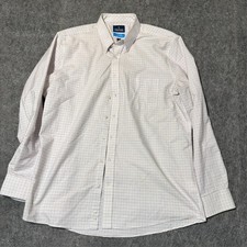 Stafford Mens Coolmax Shirt Size XL White Check Slim Fit 17-17.5 36-37