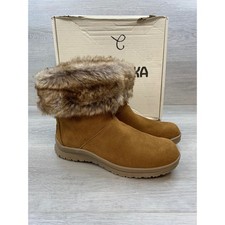 Minnetonka Women  s Suede Faux Fur Water Resistant Boots Brown 6 Shoes