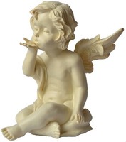 Engel Sitzend Mit FlüGeln Und Kusshand Figur Aus Poly 12 Cm Groß