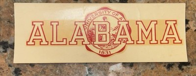 1961 Alabama Crimson Tide Window Decal Angelus Transfer Unused 7  X 2.5  NChamps