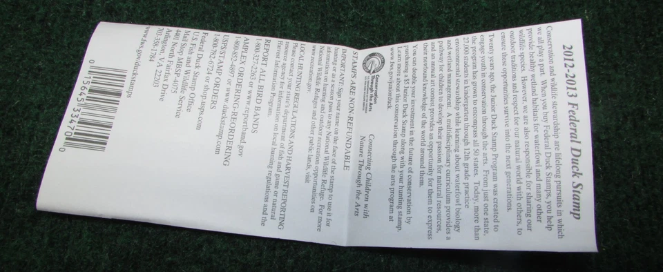 2012-2013 Fish & Wildlife Service Migratory Bird Hunting & Conservation Stamp - Image 2 of 2