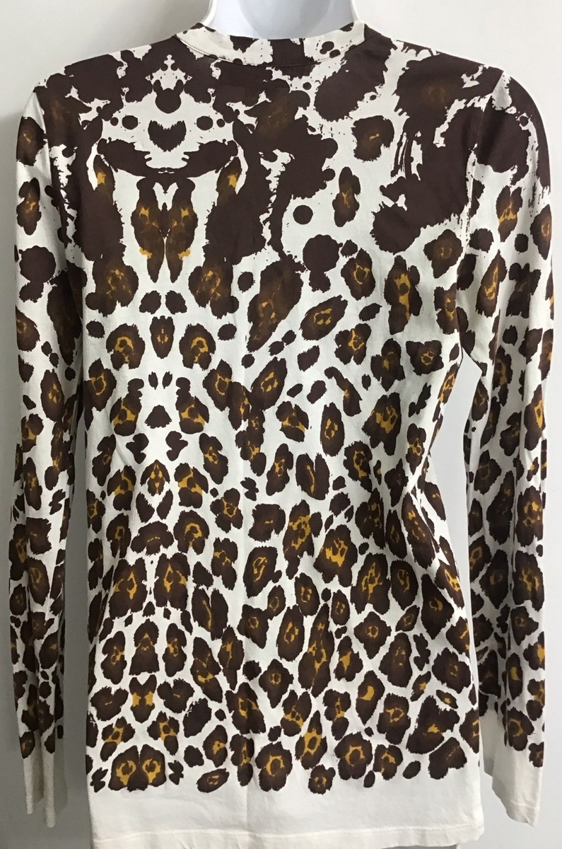 Stella Mccartney T-Shirt Animal Print Longsleeve Scoop Neck Size 40 View 3
