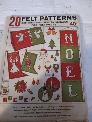 VINTAGE MCCALL'S ''20 FELT PATTERNS'' PLUS OTHER GIFT PATTERN IDEAS - 1 CUT OUT