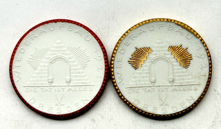 ALEMANIA DRESDE RECONSTRUCCIÓN 20 MARCOS PORCELANA 1921 2 MONEDAS DE EMERGENCIA