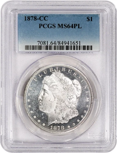1878 CC Carson City $1 Morgan Silver Dollar PCGS MS64 PL Proof Like Coin