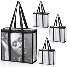 LP Vinyl Record Storage Bag , Clear Record Storage Cases 3 Pack Mesh Panel