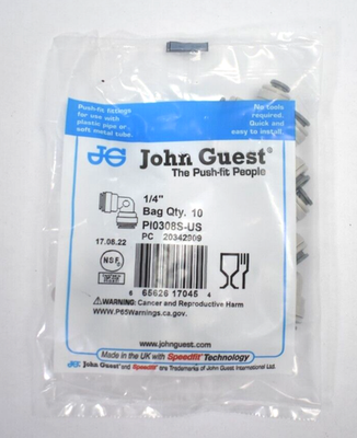 #ad #ad Lot of 10 John Guest Push To Fit Fittings Elbows Speedfit Plastic PI0308S US $8.99