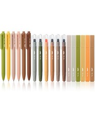 Mr. Pen Aesthetic Highlighters and Gel Pens, 18 Pack, Earth Tone Assorted