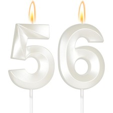Large 2.76inch 56 Candles for 55th Birthday Decorations for Girls Women, Whit...
