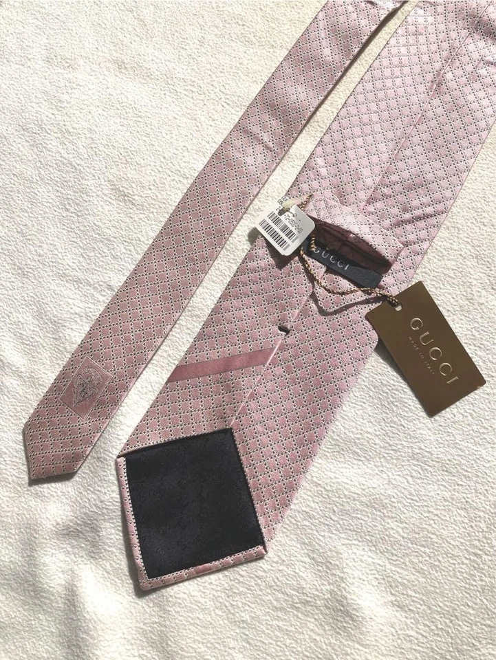 Gucci Rosa Corbata Seda Hombre Logo Logo Italia 125297 Foto 4 de 4