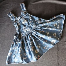 Osh Kosh B'gosh Overalls Baby Girls 24 M Floral Dress Denim Y2k Style