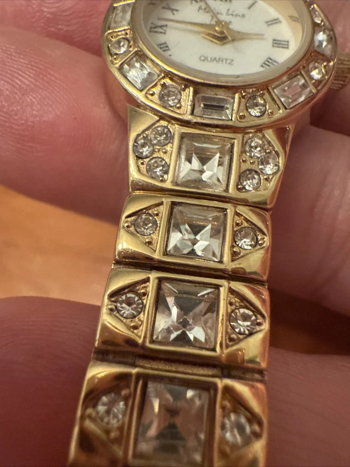 Reloj Mujer Main Line Time Corte Princesa Cristal TONO DORADO Japón Mvmnt. Foto 4 de 4
