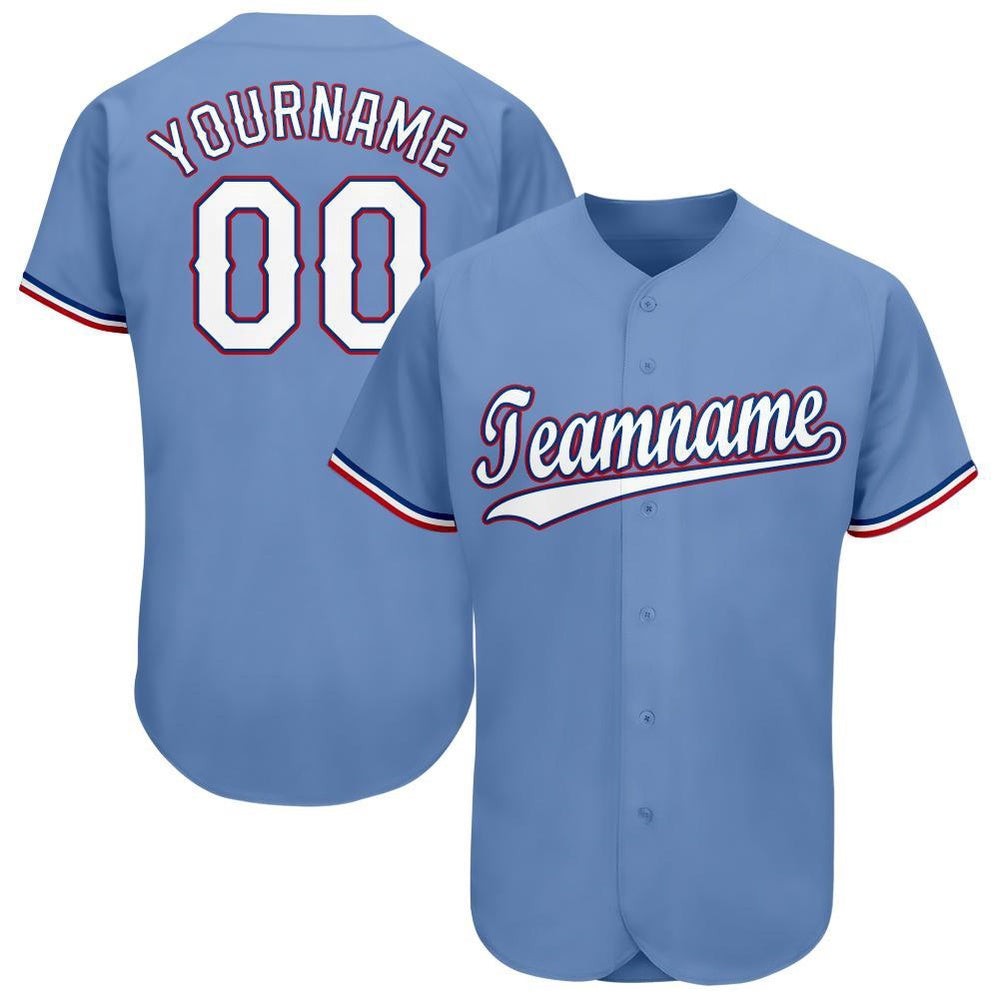 American Baseball Jersey Custom Light Blue White Red Baseball Jersey Baseball Je