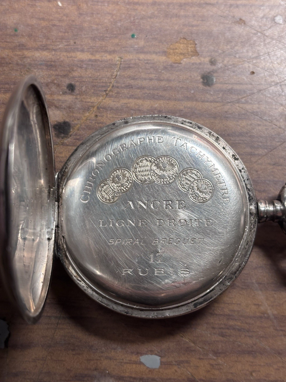 Lip Chrono Pocket Watch Solid Silver Tachometer P… - image 2