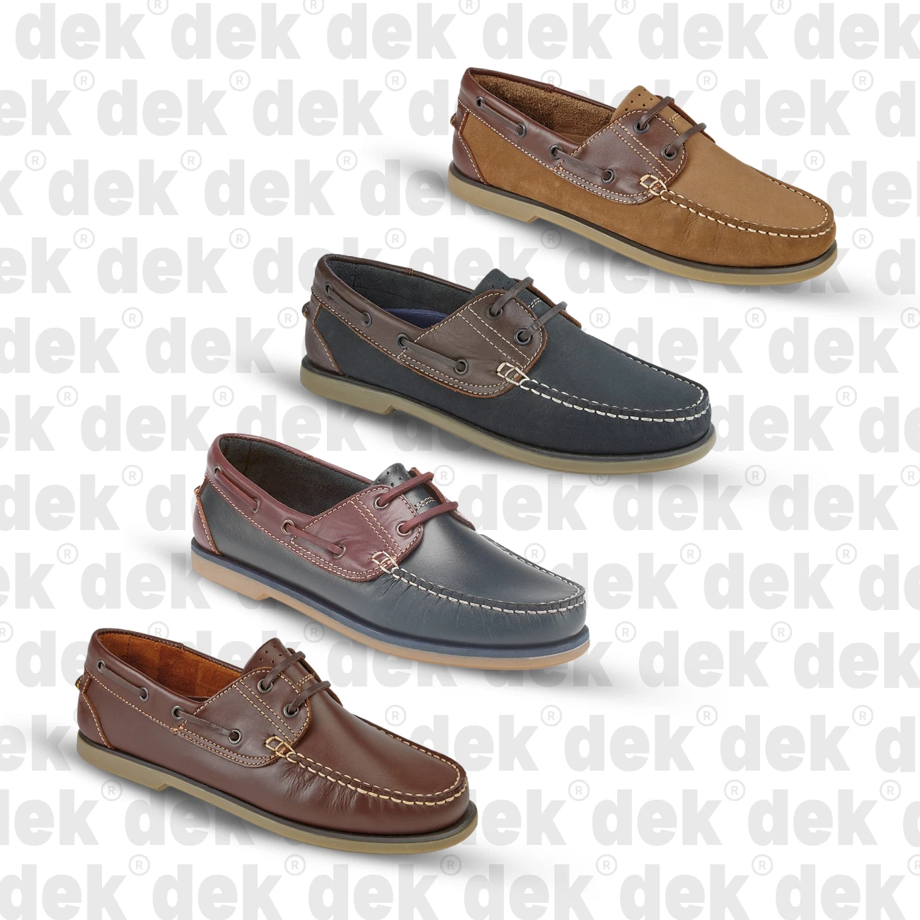 Mens Moccasin Boat Shoe DEK Leather Casual Eyelet Lace Nautical Summer Holiday