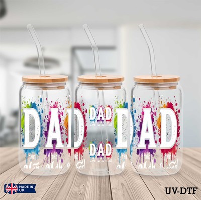 Vatertag UV DTF Aufkleber - 16oz Libbey Dose Glasfolie zp854