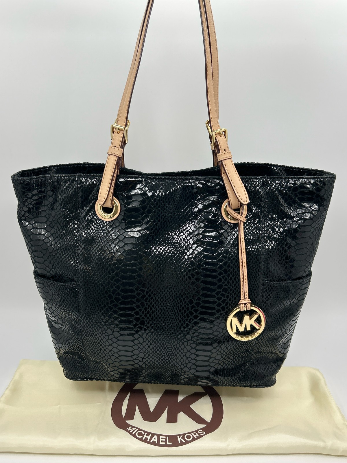 MICHAEL MICHAEL KORS Patent Embossed Python Jet S… - image 1