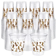 100 Pcs Western Cowboy Plastic Cups 16 oz Brown Cowboy Boot Drinking Cups for...