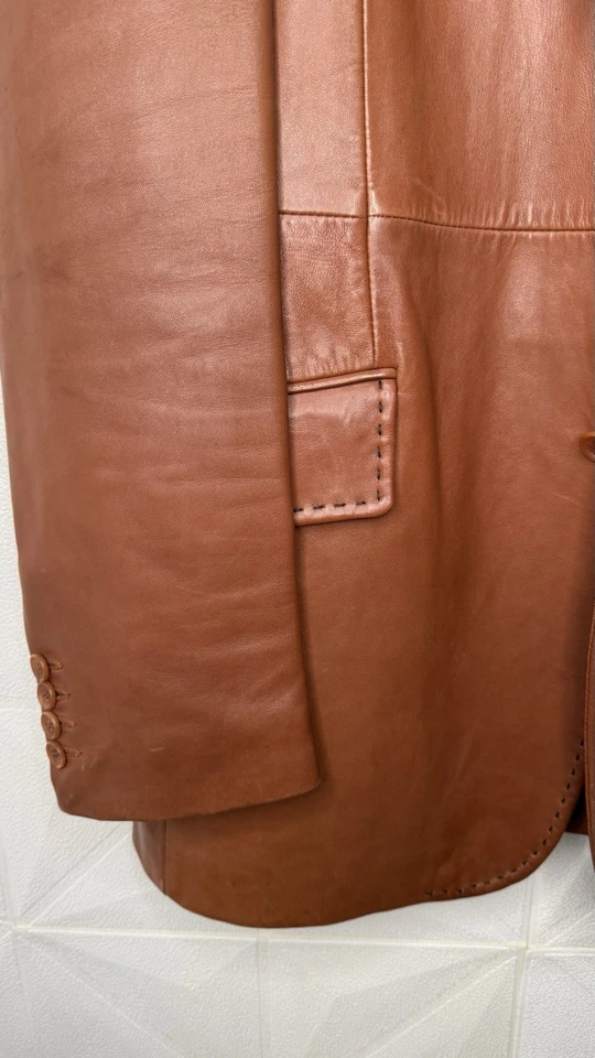 Chaqueta Dolce & Gabbana Dolce Gabbana Hombres Marrón Trench Cordero Cuero Chaqueta EE. UU. M. Foto 3 de 4