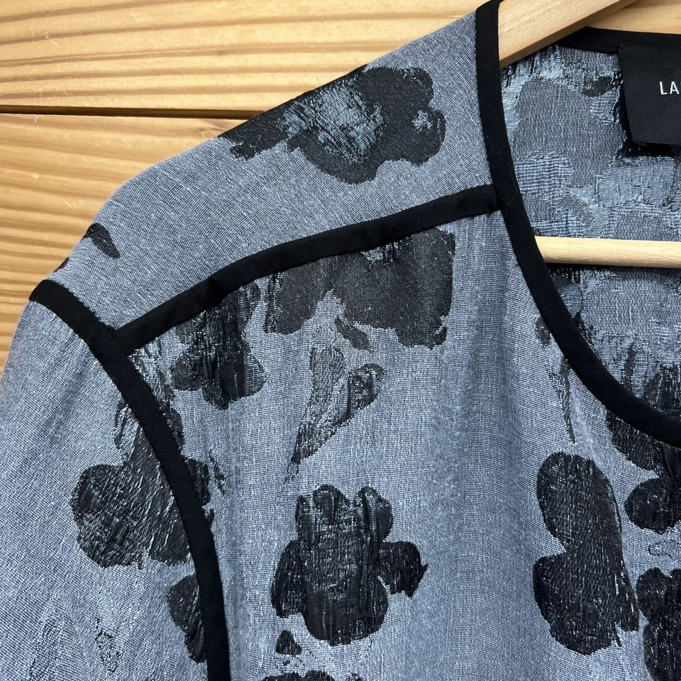 Jaqueta Lafayette 148 XXL metálica formal ópera aberta cinza cintilante preta B133 - Imagem 4 de 4