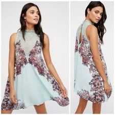 Intimately Free People Marsha Mint Floral Lace Mini Slip Dress SM Fairy Whimsy