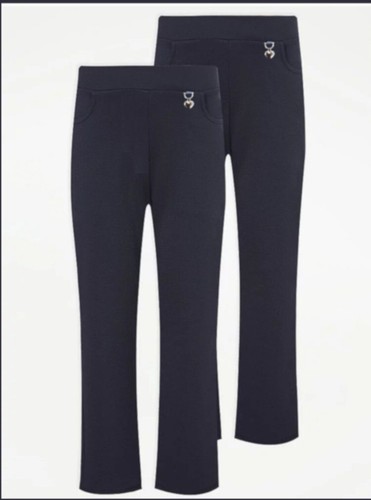 Pack de 2 Pantalones Escolares Jersey Pierna Ajustada Regreso a la Escuela Colgante Corazón para Niñas - Imagen 13 de 14