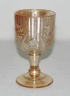Jeannette Glass IRIS AND HERRINGBONE Marigold Iridescent Short Wine Goblet