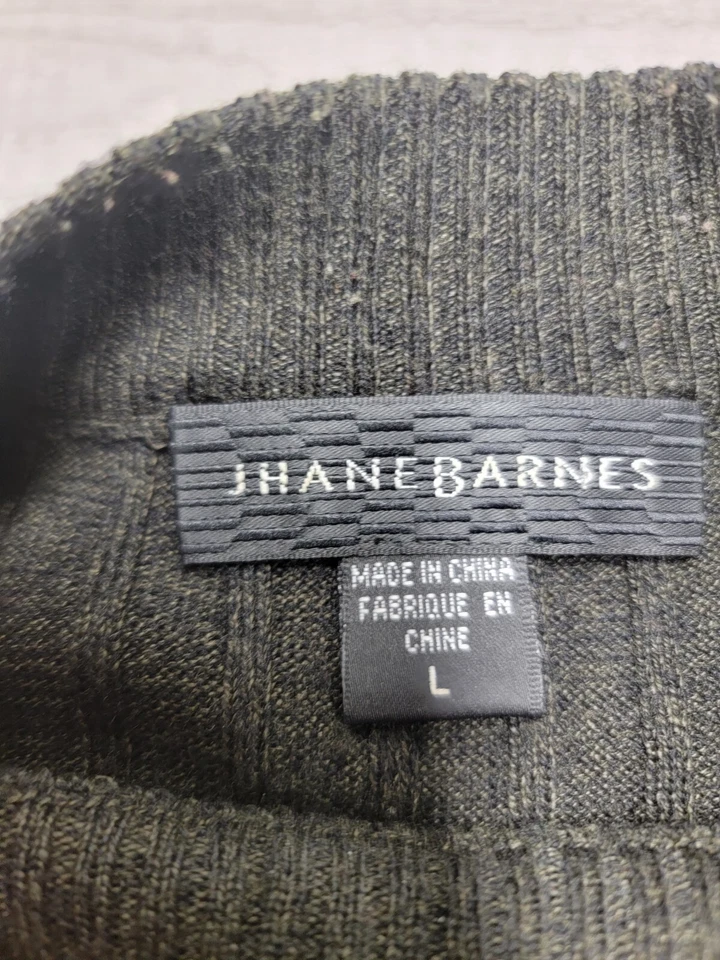 Suéter Jhane Barnes Mezcla de Lana L Negro Acanalado Tejido Cuello Simulado Pullover Informal Foto 3 de 4