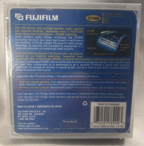 Cartucho de datos Fujifilm Ultrium 1 LTO 100 GB/200 GB nuevo sellado - Imagen 2 de 2