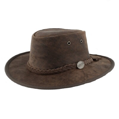 Foldable Australian safari hat Rugged Australian Hat Brown Leather Bush Hats - Cowboy  main image 4