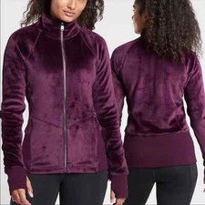 NWOT Athleta Cloud Fleece Purple Spiced Cabaret Burgundy Jacket Zip Up Size XS