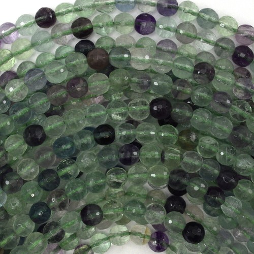 Natürlicher facettierter Regenbogen Fluorit Runde Perlen Edelstein 15 Zoll Strang 6 mm 8 mm 10 mm