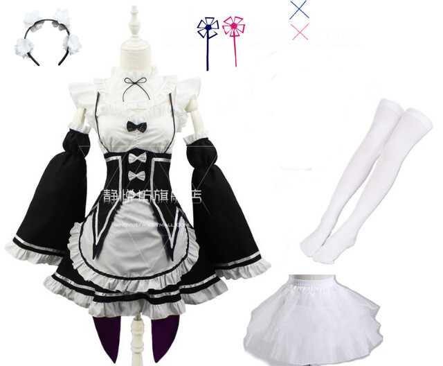 Re:Zero Kara Hajimeru Isekai Seikatsu Twins Ram/Rem Cosplay Maid