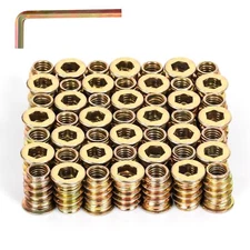 M6-1.0 x 20mm Threaded Inserts for Wood Hex Drive Wood Nut Inserts Exceptiona...