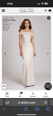 Rickie Freeman for Teri Jon Jacquard Off The Shoulder Column Gown Rose Gold