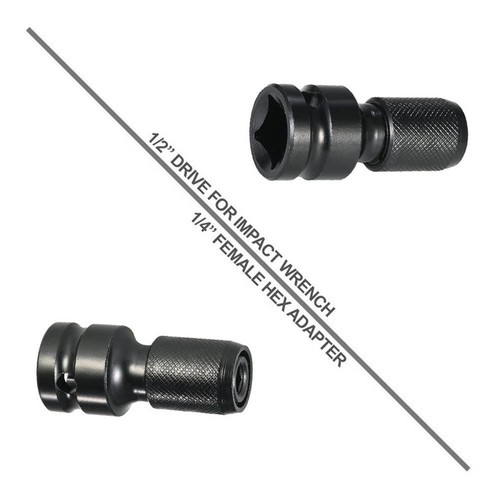 2Pcs Socket Adapter Drill Hex Shank Chuck Change Impact Driver Tool 1/2" To 1/4" - Picture 10 of 12