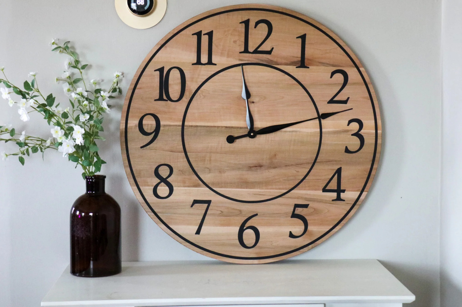 30" Solid Soft Maple wall clock, modern farmhouse, free shipping