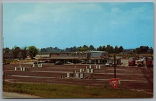 Jeffersonville IN Cliff's Truck Stop Restaurant Conoco Gas Station 1961 Postcard