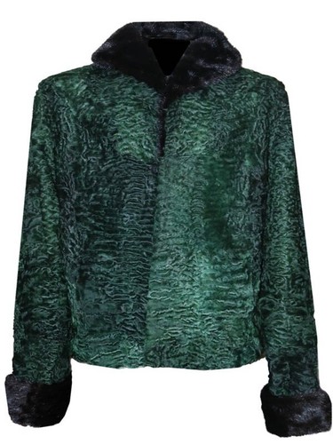 Green Persian Lamb Fur Bomber