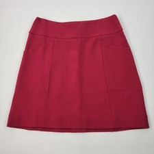 Anthropologie Maeve A Line Mini Skirt Large Red Pockets Back Zip