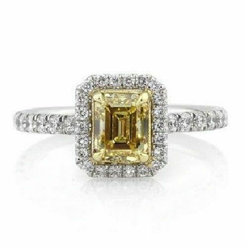 Halo Style 1.99 TCW Simulated Yellow Citrine & White Sapphire Women Wedding Ring - Bild 1 von 7
