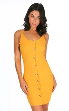 New Look - Mustard Ribbed Bodycon Dress - Size 12 - New
