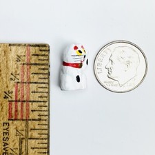Mini 9/16" Maneki Neko Beckoning Lucky Cat Lunar New Year Japan VTG 2 AVAIL 