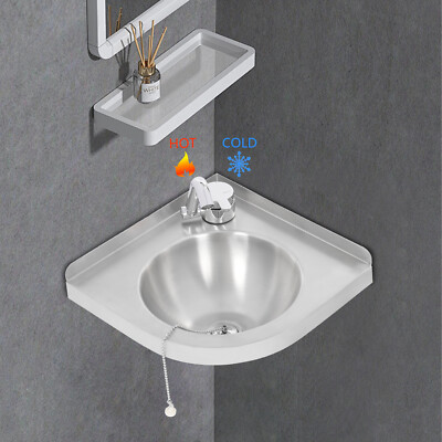 RV Caravan Camper Stainless Steel Hand Wash Basin Kitchen Triangular Sink+Faucet