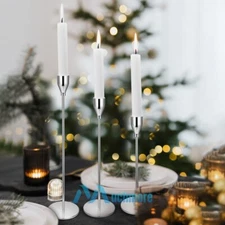 Sliver Candlestick Holders Set of 3 Taper Candle Holders, Decorative for Wedding