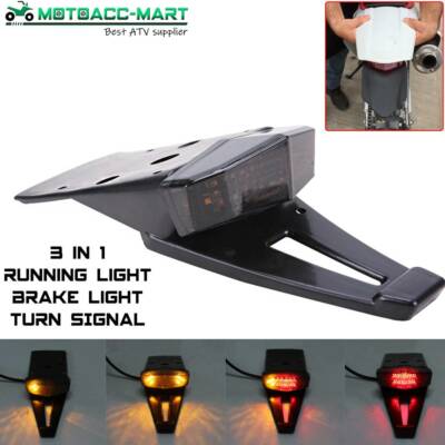 12V LED Enduro Rear Fender Brake Stop Tail Light Turn Signal Dirt Bike Universal