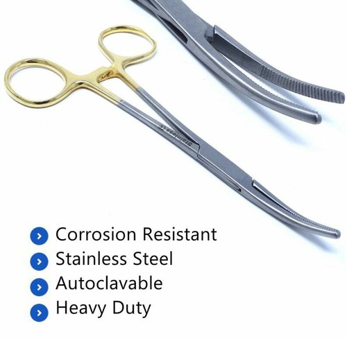 Surgical Hemostat Kelly Locking Forceps Clamp Straight Curved Artery Veterinary - Picture 3 of 59