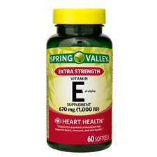 Spring Valley Extra Strength Vitamin E D-Alpha Softgels, 670 mg, 60 Count