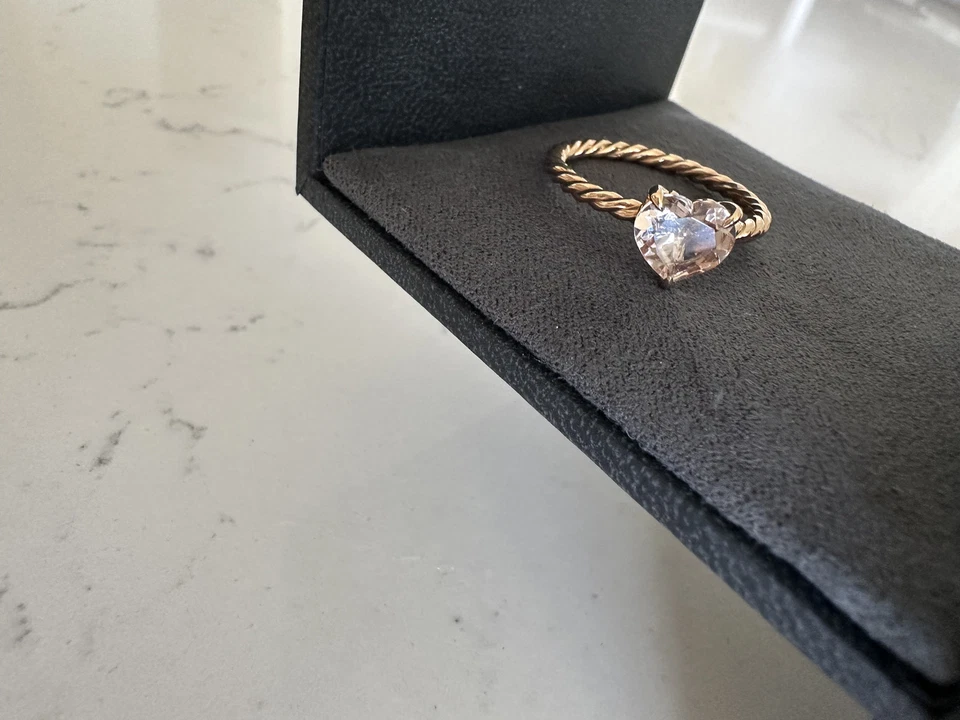 Anillo Corazón David Yurman Chatelaine Oro Rosa 18K con Morganita, 7mm Foto 3 de 4