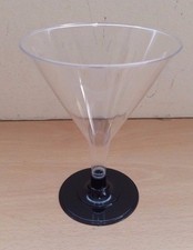 48 x Plastic Cocktail Martini Glasses Black Base Glass Toasting Party Reusable